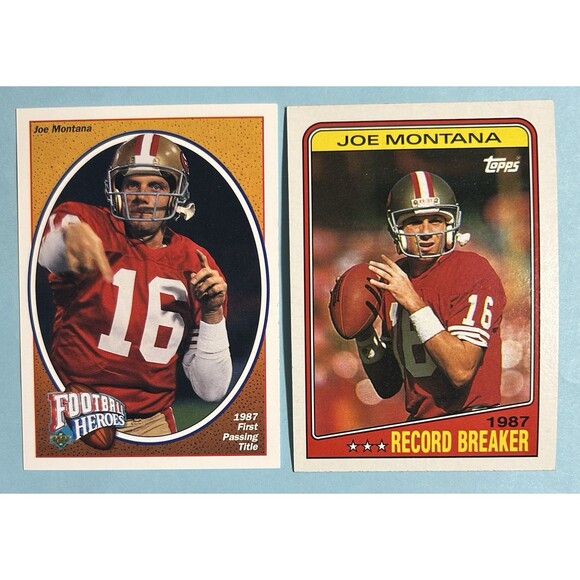 (2) JOE MONTANA 49ers ‘87 Passing Leader NFL 1988 + 1991 Football Cards #4 - Picture 1 of 2